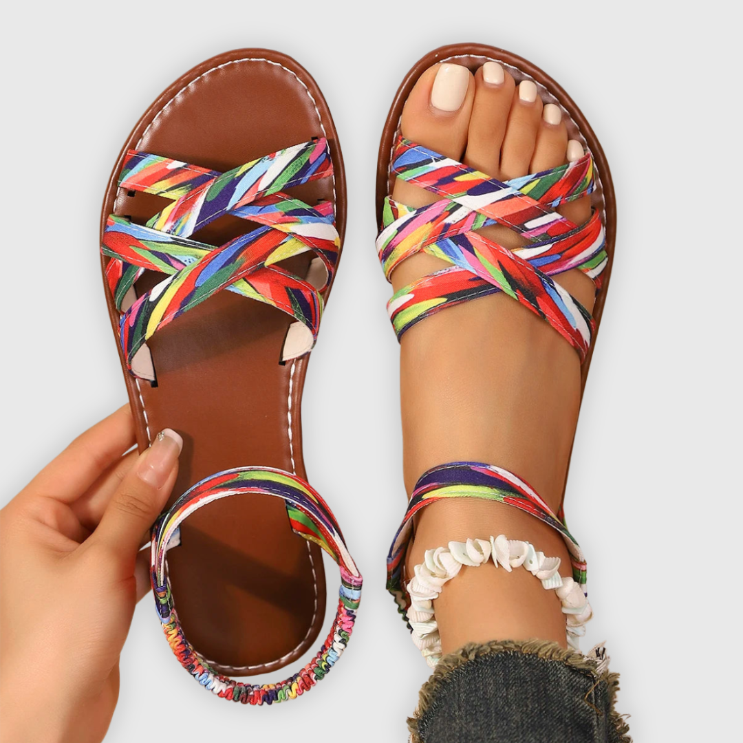 Soraia | Flat Sandals Boho Colorful Woven Strap Beach