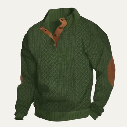 Torvald | Men's Cable Knit High Neck Button Placket Jumper