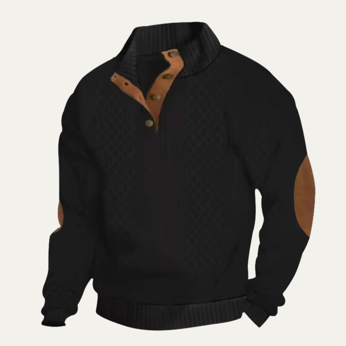 Torvald | Men's Cable Knit High Neck Button Placket Jumper