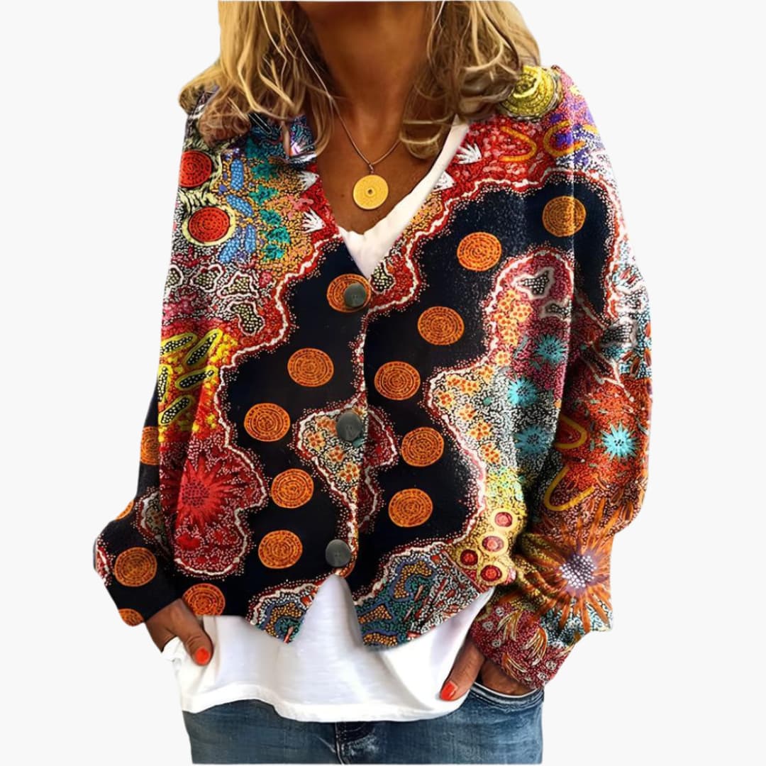 Amara | Women's Boho Button-Down Ethnic Print Cardigan