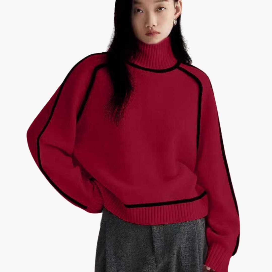 Marlowe | Women's Turtleneck Contrast Trim Relaxed Fit Jumper