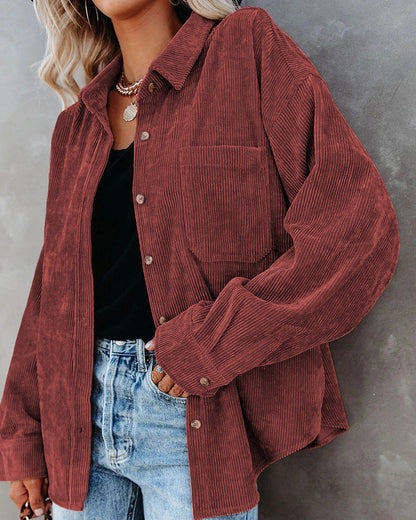 Corinne | Women's Corduroy Oversized Button Up Shirt