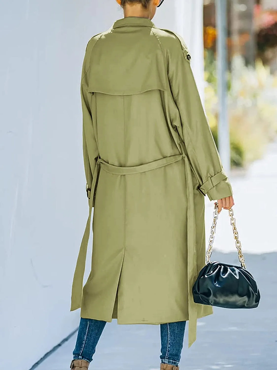 Corabelle | Women's Long Belted Trench Coat with Lapel Collar