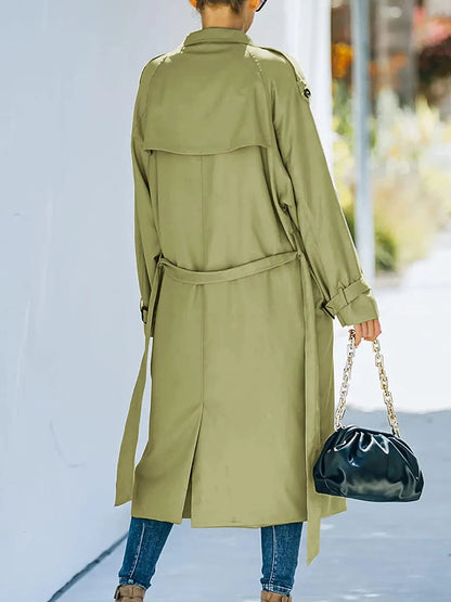 Corabelle | Women's Long Belted Trench Coat with Lapel Collar