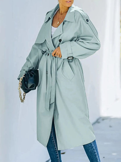 Corabelle | Women's Long Belted Trench Coat with Lapel Collar