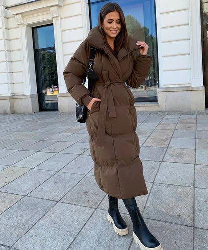 Rosaline | Women's Longline Padded Belted Winter Puffer Coat
