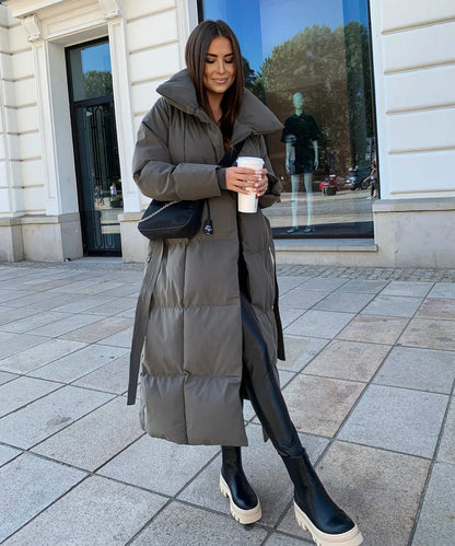 Rosaline | Women's Longline Padded Belted Winter Puffer Coat