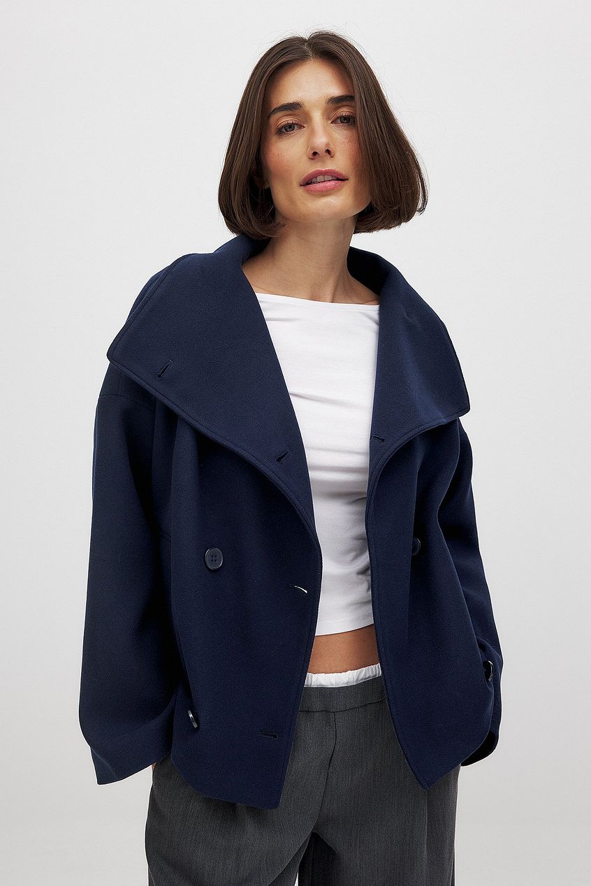 Rosanna | Women's Double Breasted Short Wool Blend Peacoat