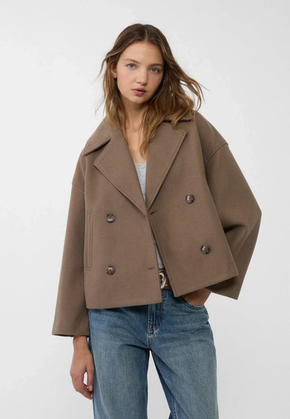 Ondara | Women's Wool Blend Double Breasted Cropped Pea Coat