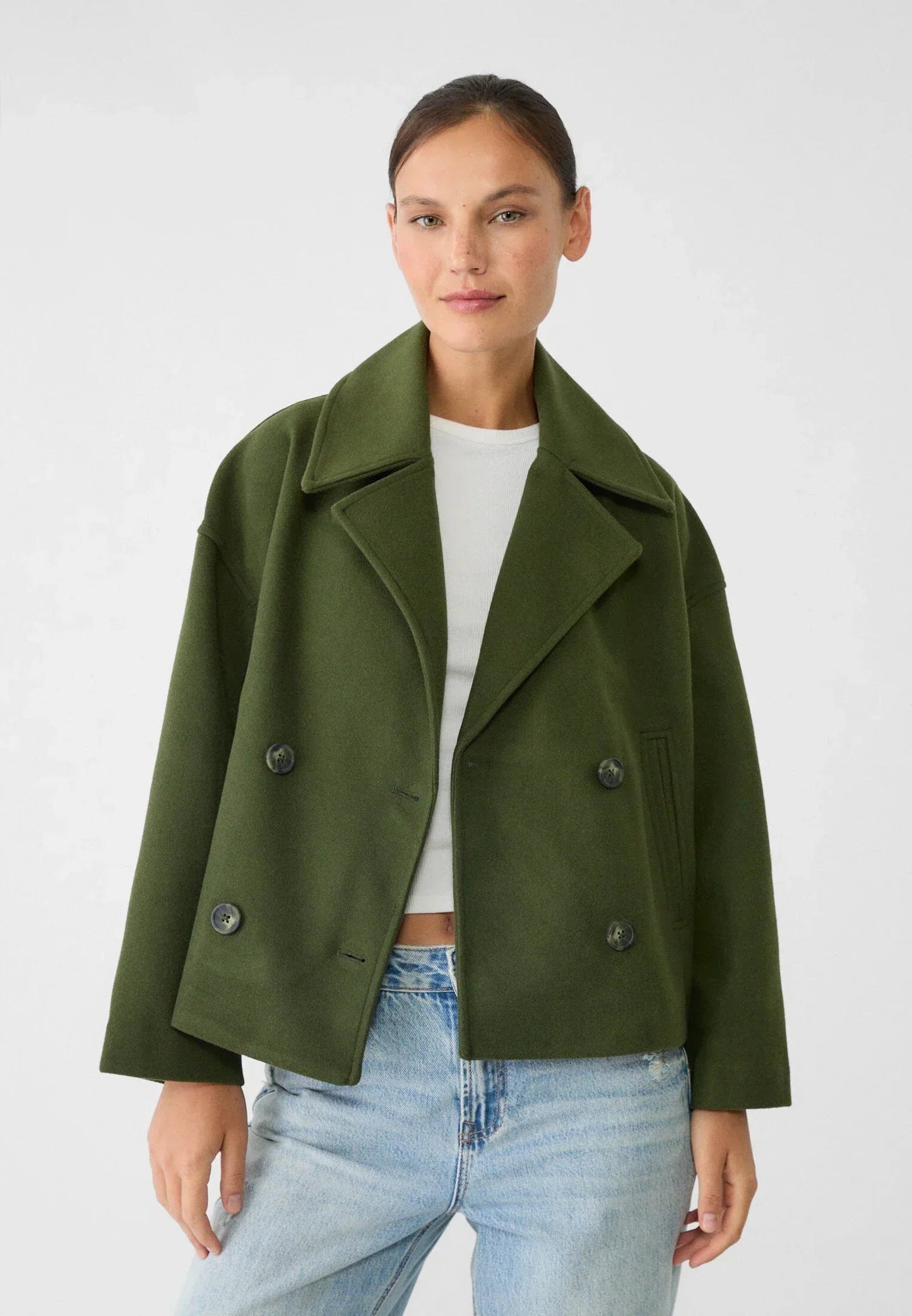 Ondara | Women's Wool Blend Double Breasted Cropped Pea Coat