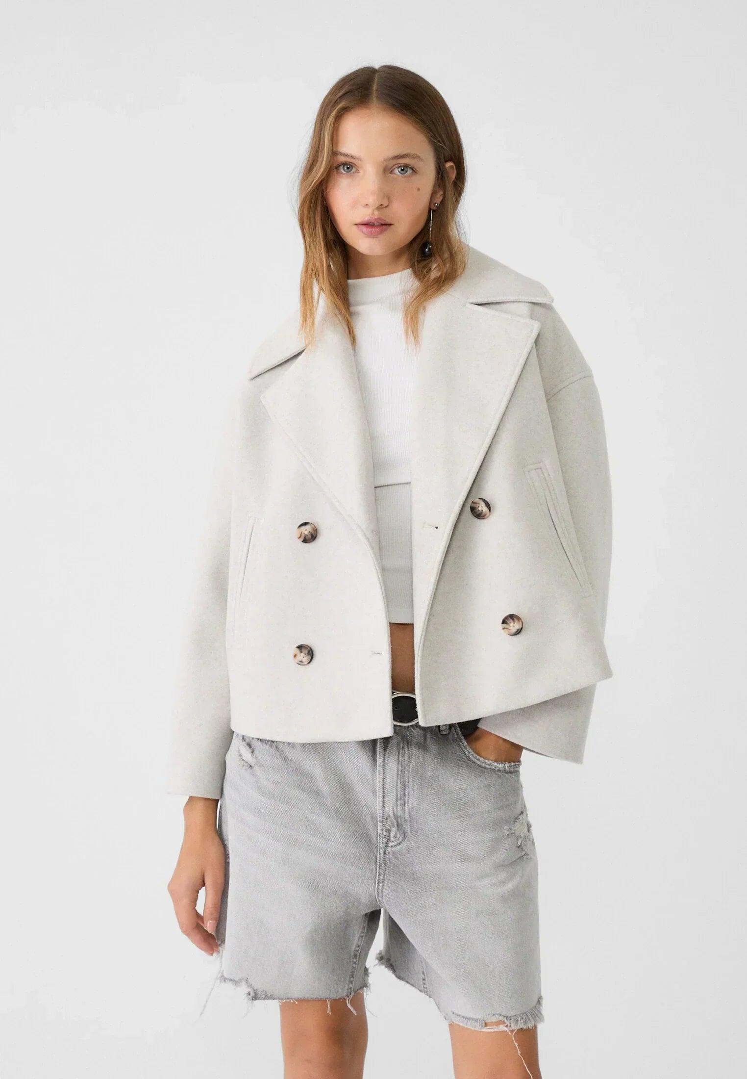 Ondara | Women's Wool Blend Double Breasted Cropped Pea Coat