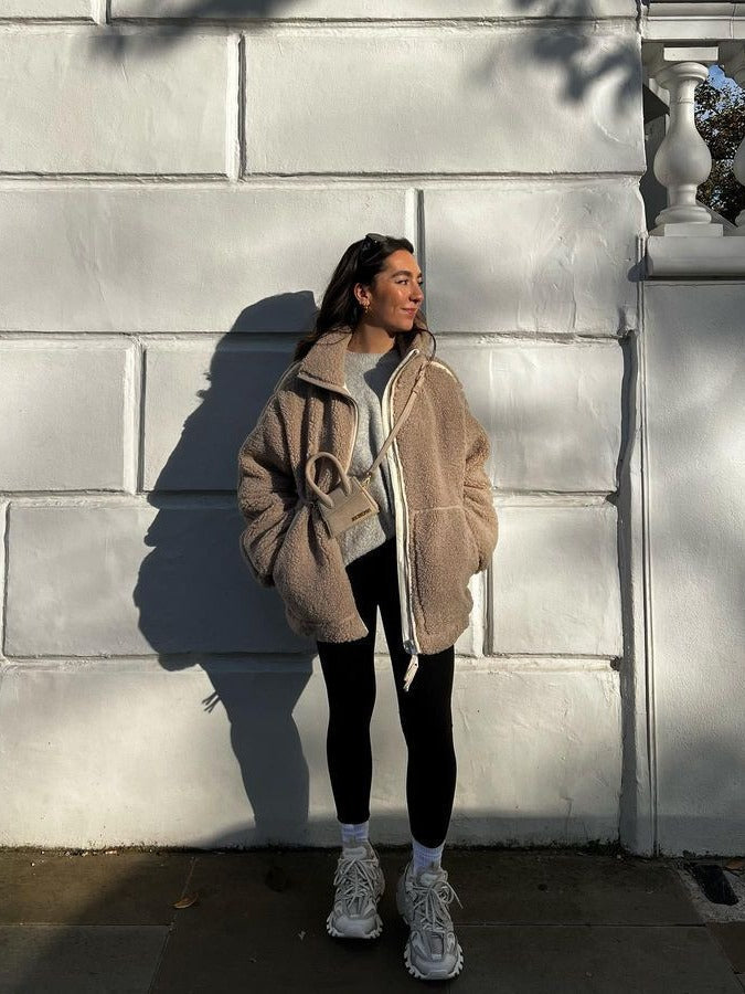 Corriane | Women's Teddy Fleece Oversized Double Zip Jacket