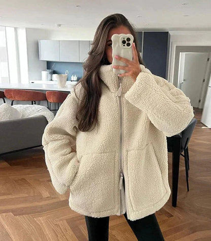 Corriane | Women's Teddy Fleece Oversized Double Zip Jacket