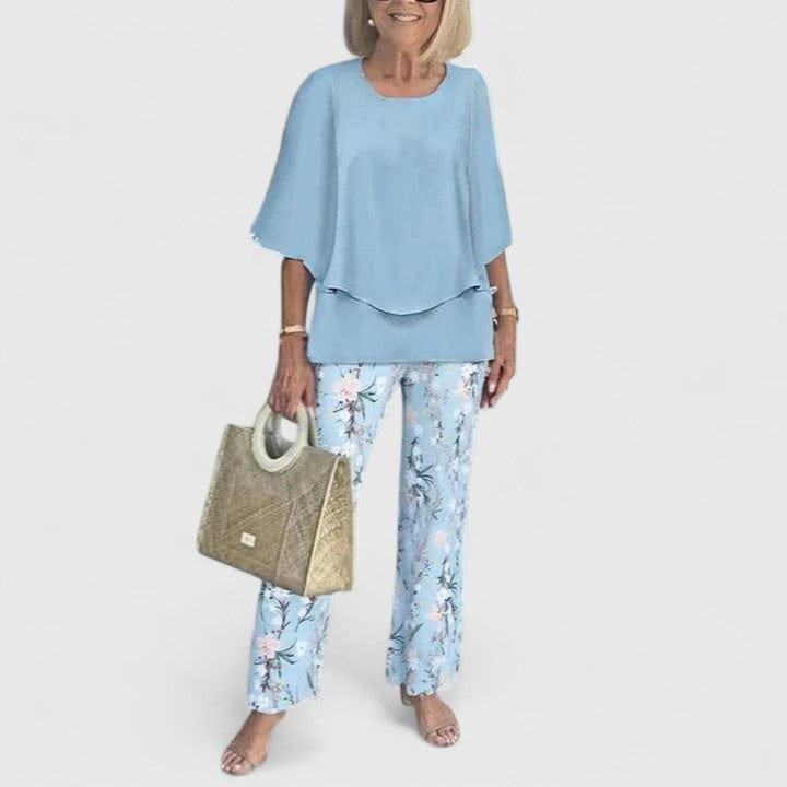 Martha | Women's Two-Piece Floral Wide Sleeve Summer Co-Ord Set