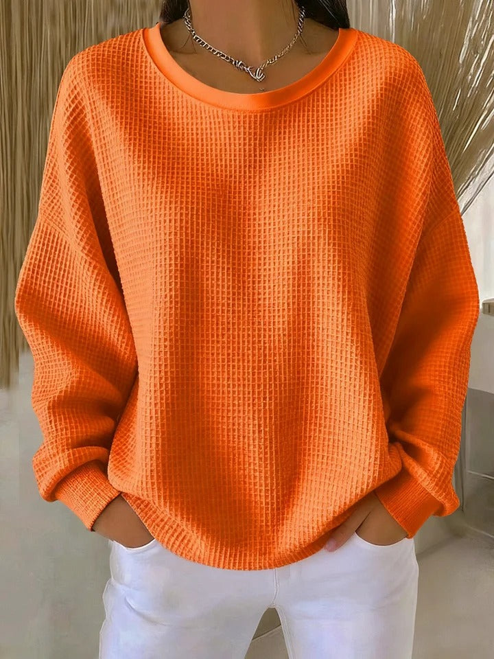 Marlowen | Women's Waffle Knit Oversized Long Sleeve Jumper