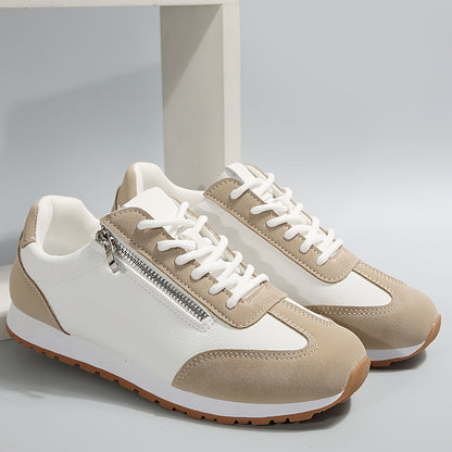 Elina | Women's Lace-Up Colour Block Low Top Trainer