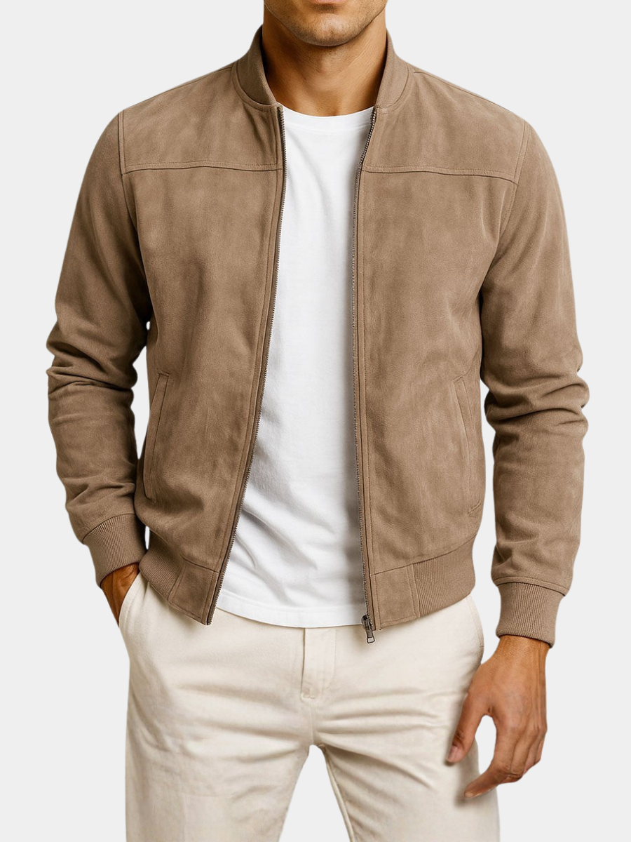 Foxton | Men's Suede-Textured Bomber Zip-Up Jacket