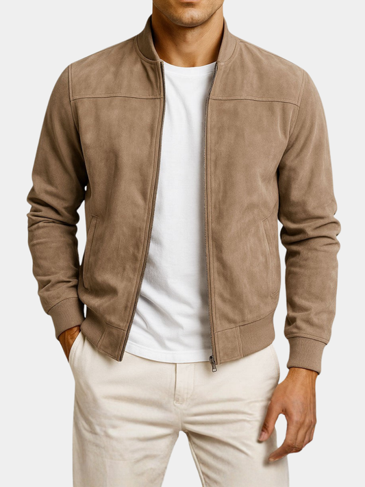 Foxton | Men's Suede-Textured Bomber Zip-Up Jacket