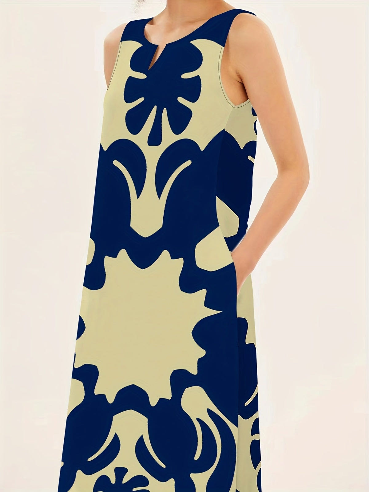 Anouk | Women's Bohemian Abstract Print Sleeveless Swing Maxi Dress