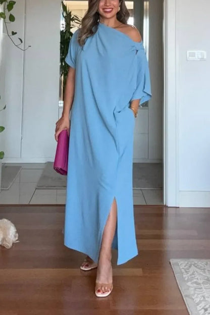 Rosaline | Women's Asymmetric One-Shoulder Loose Fit Maxi Dress