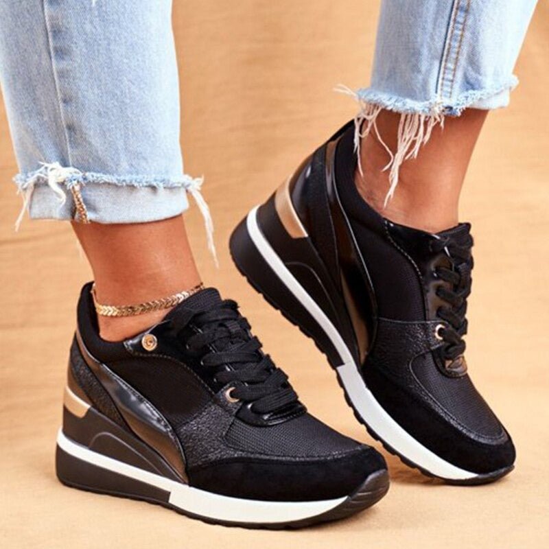 Delphinia | Women's Fashion Platform Lace-Up Casual Trainer