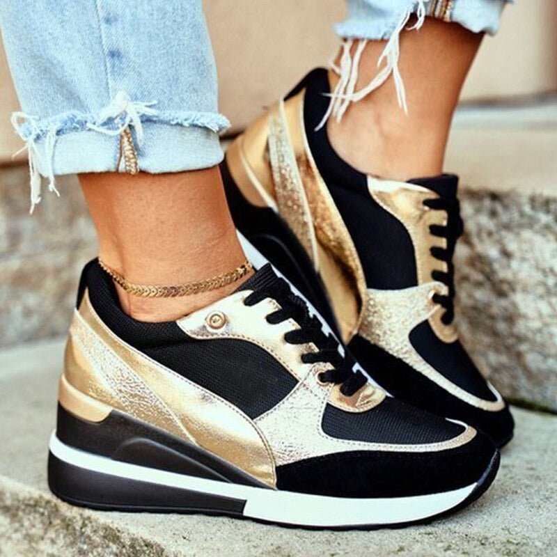 Delphinia | Women's Fashion Platform Lace-Up Casual Trainer