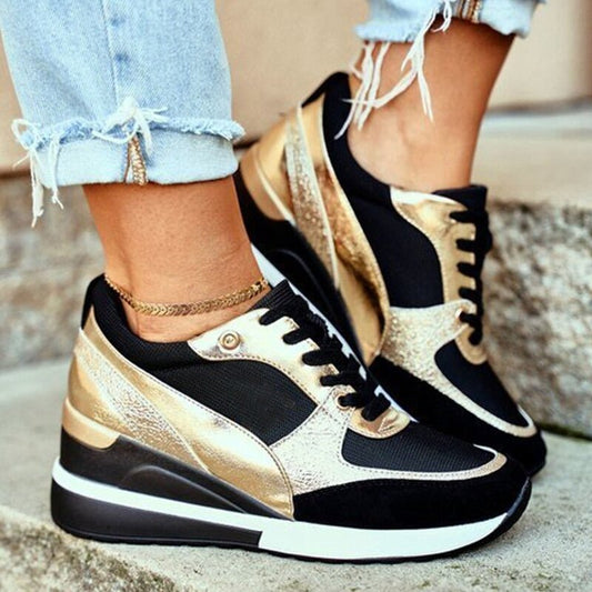 Delphinia | Women's Fashion Platform Lace-Up Casual Trainer