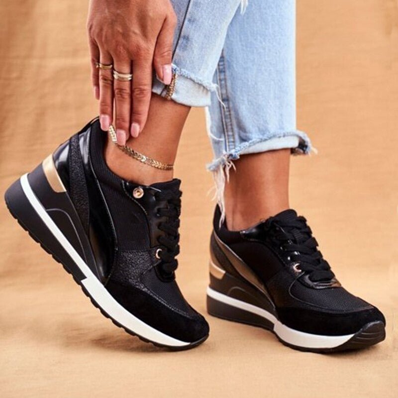 Delphinia | Women's Fashion Platform Lace-Up Casual Trainer