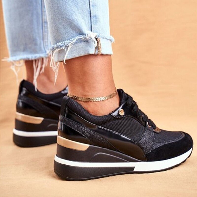 Delphinia | Women's Fashion Platform Lace-Up Casual Trainer