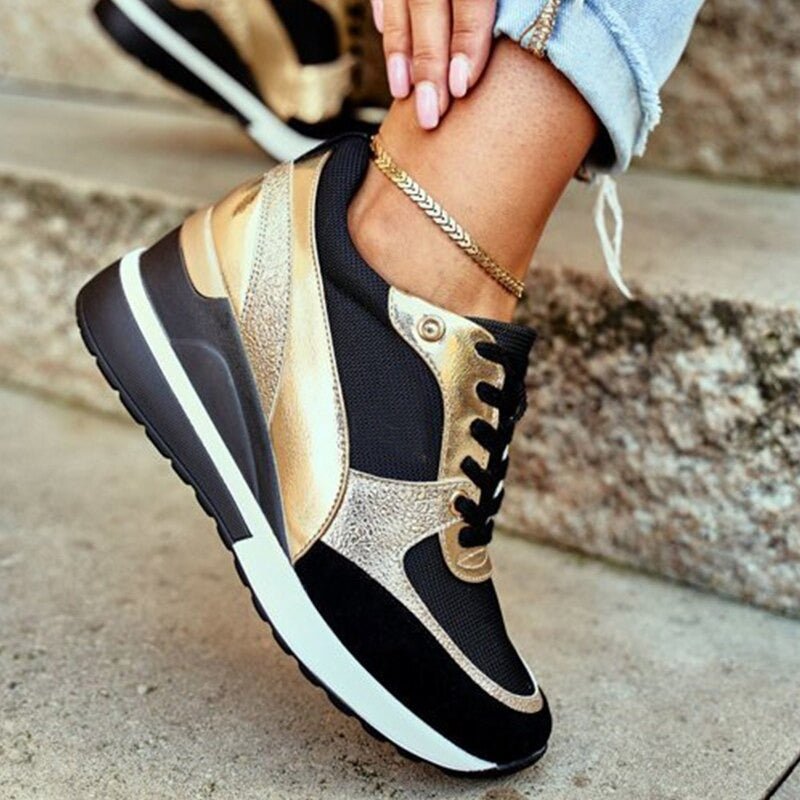 Delphinia | Women's Fashion Platform Lace-Up Casual Trainer