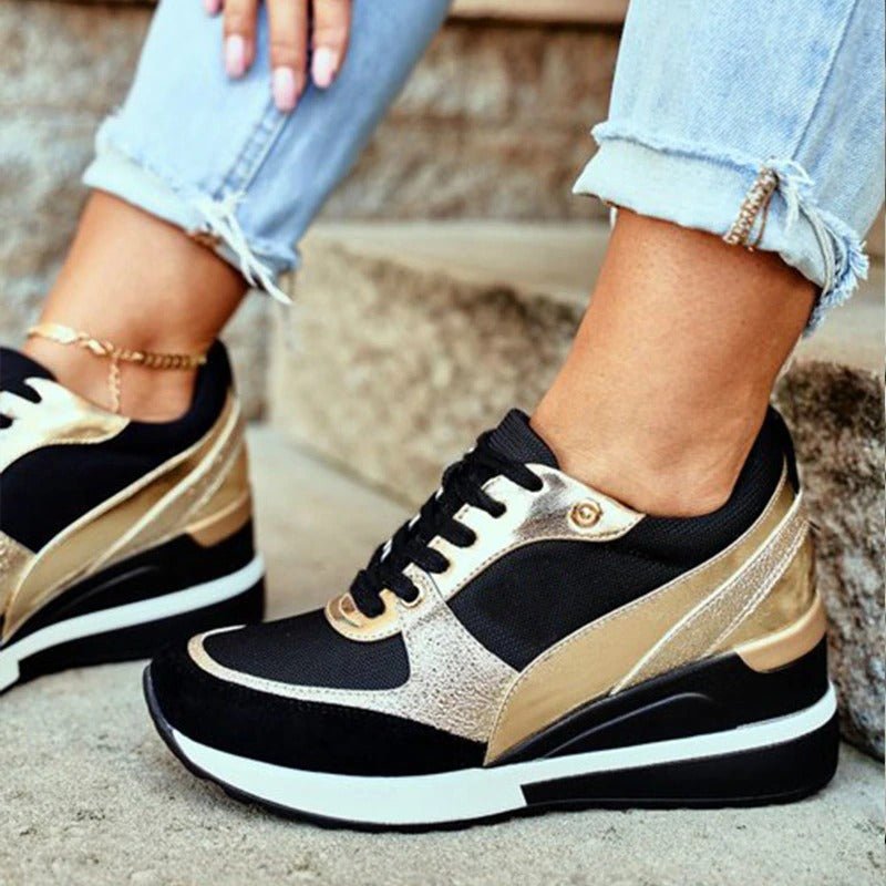 Delphinia | Women's Fashion Platform Lace-Up Casual Trainer