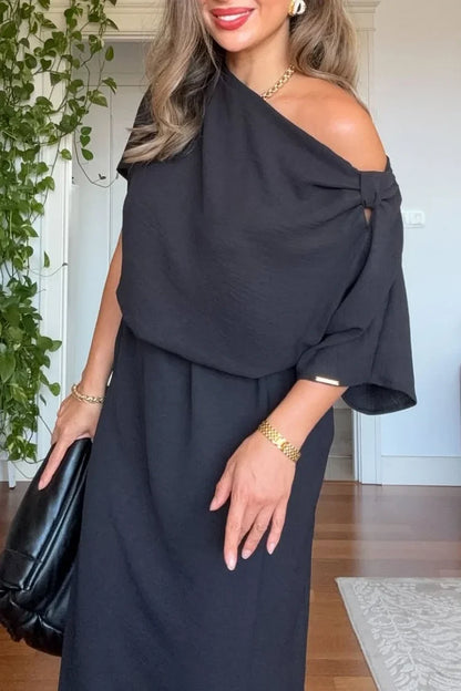 Rosaline | Women's Asymmetric One-Shoulder Loose Fit Maxi Dress