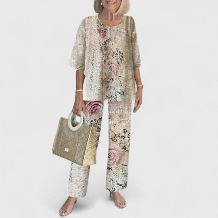 Martha | Women's Two-Piece Floral Wide Sleeve Summer Co-Ord Set