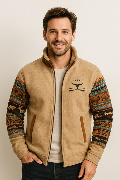 Grayson | Men's Western Aztec Print Zip-Up Fleece Jacket
