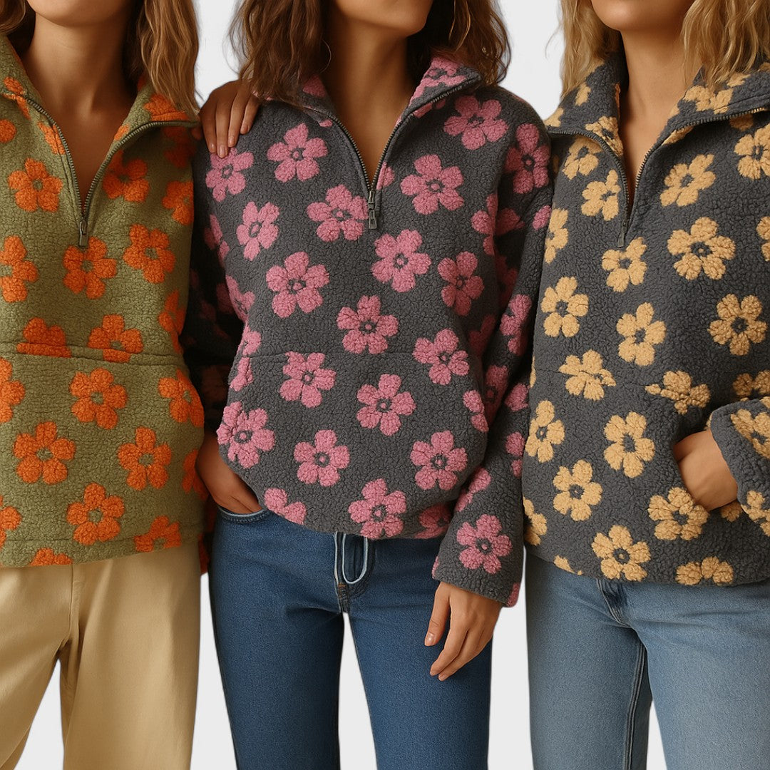 Marlowe | Women's Fleece Floral Half-Zip Pullover