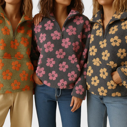 Marlowe | Women's Fleece Floral Half-Zip Pullover