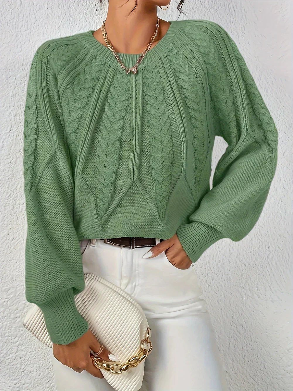Maren | Women's Cable Knit Relaxed Fit Long Sleeve Jumper