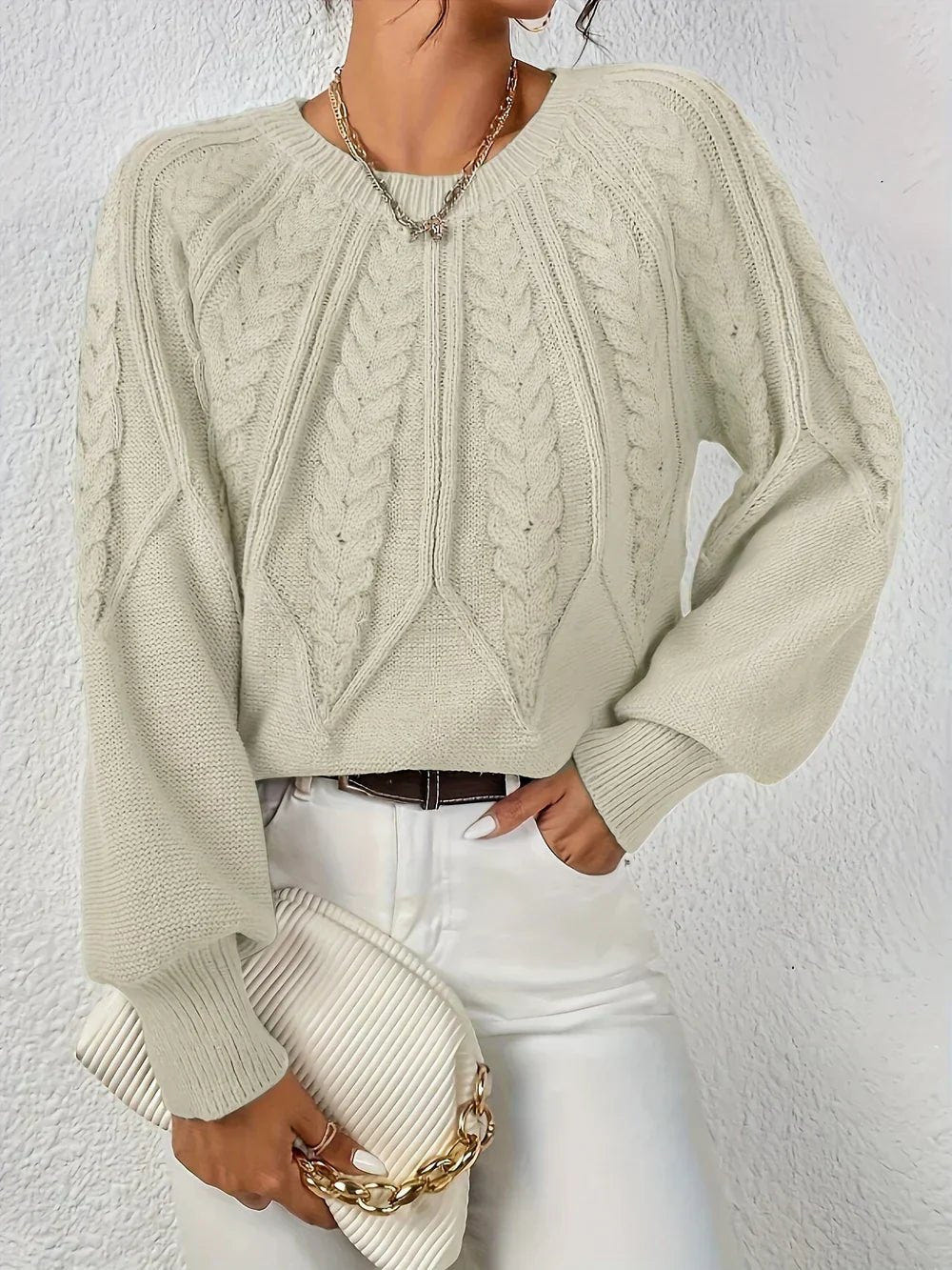 Maren | Women's Cable Knit Relaxed Fit Long Sleeve Jumper