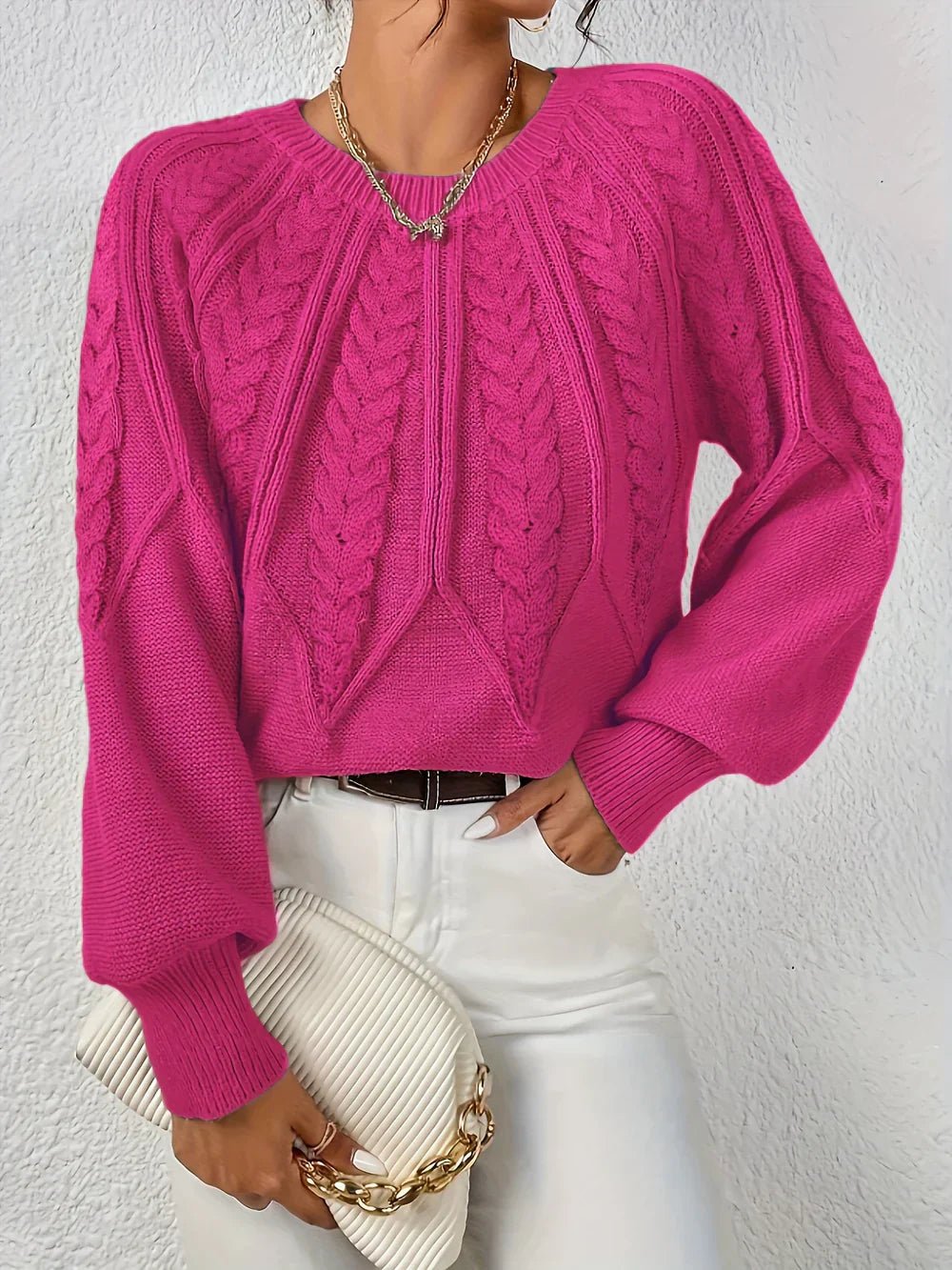 Maren | Women's Cable Knit Relaxed Fit Long Sleeve Jumper