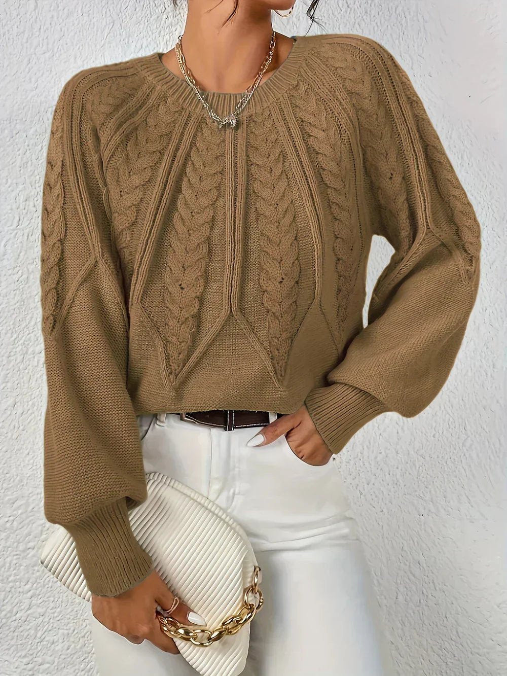 Maren | Women's Cable Knit Relaxed Fit Long Sleeve Jumper