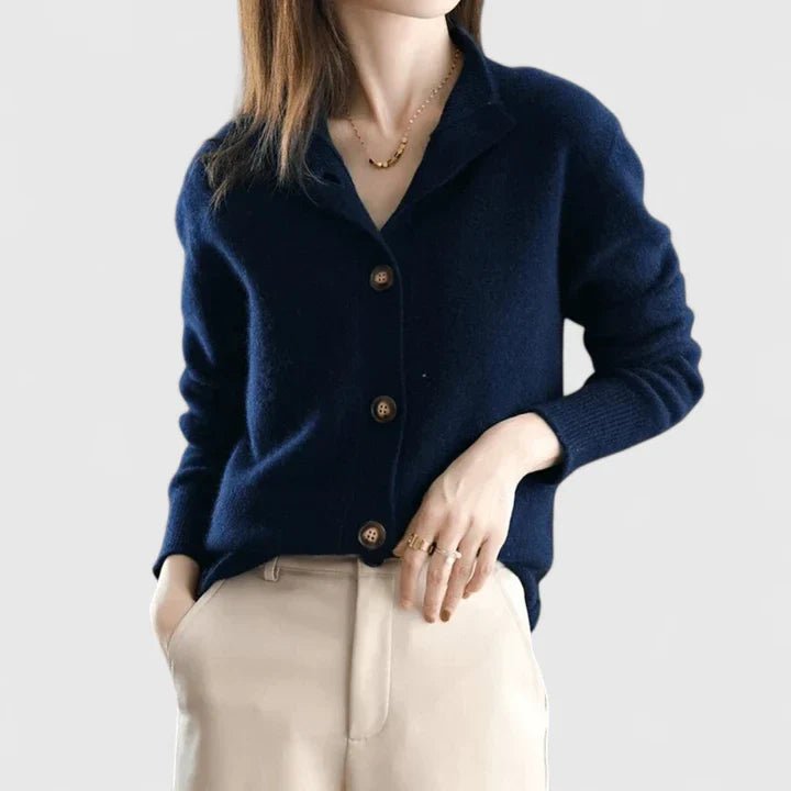 Sylvaine | Women's V-Neck Button-Up Knitted Cardigan