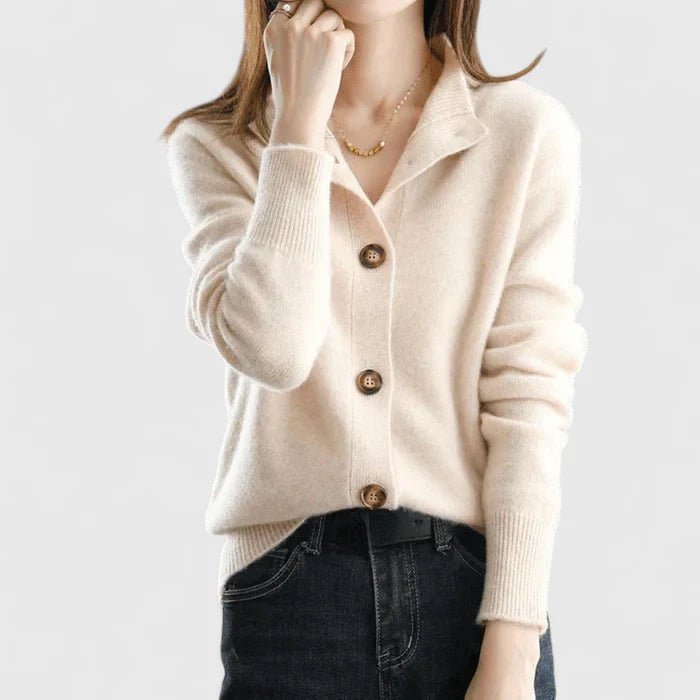 Sylvaine | Women's V-Neck Button-Up Knitted Cardigan