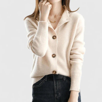 Sylvaine | Women's V-Neck Button-Up Knitted Cardigan