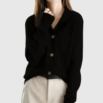 Sylvaine | Women's V-Neck Button-Up Knitted Cardigan