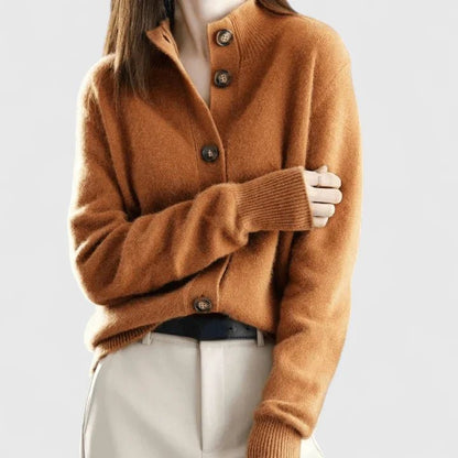 Sylvaine | Women's V-Neck Button-Up Knitted Cardigan