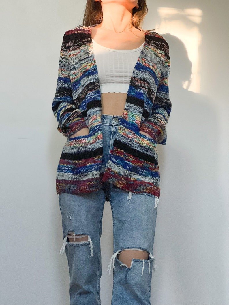 Odalys | Women's Striped Knit Open Front Cardigan