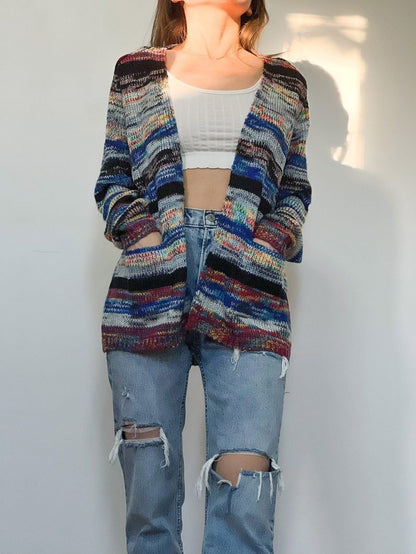 Odalys | Women's Striped Knit Open Front Cardigan