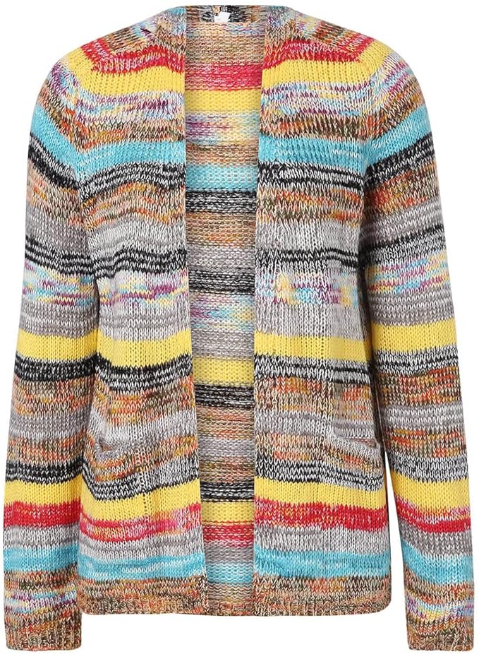 Odalys | Women's Striped Knit Open Front Cardigan