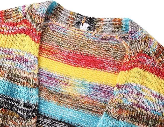 Odalys | Women's Striped Knit Open Front Cardigan