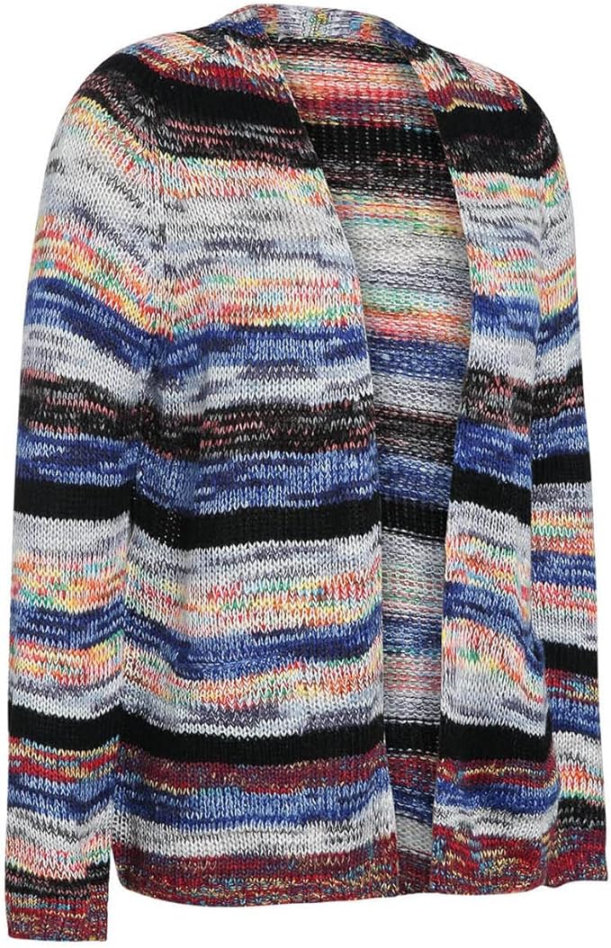 Odalys | Women's Striped Knit Open Front Cardigan